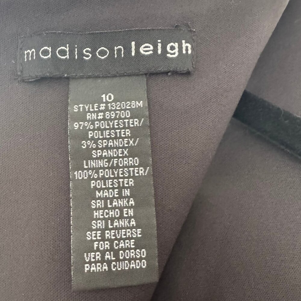 Madison Leigh Black Sleeveless Sheath Dress Bateau Neck Tailored Pencil Size 10 - Picture 6 of 6